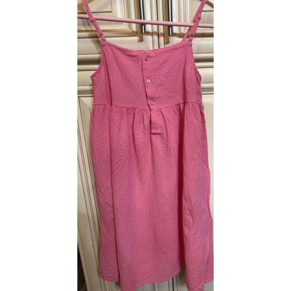 H&M Girls Adjustable Shoulder Strap Button Back Textured Dress Pink Size 10